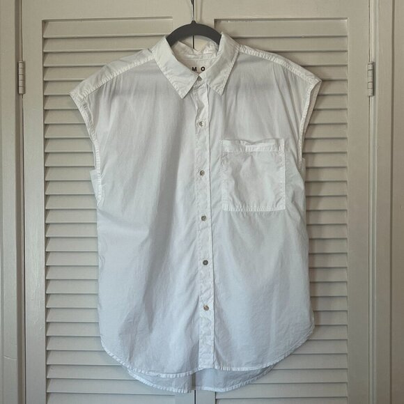 AMO Ruth Sleeveless Shirt white buttondown small women cotton - Picture 3 of 11